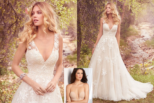 cách chọn áo ngực phù hợp váy cưới xẻ ngực sâu