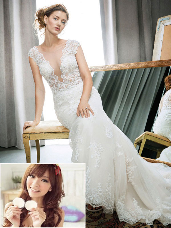 cách chọn áo ngực phù hợp váy cưới xẻ ngực sâu