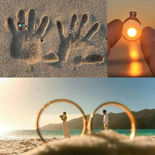 ý tưởng chụp ảnh cưới ở biển với nhẫn cưới