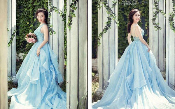 váy cưới xanh dương