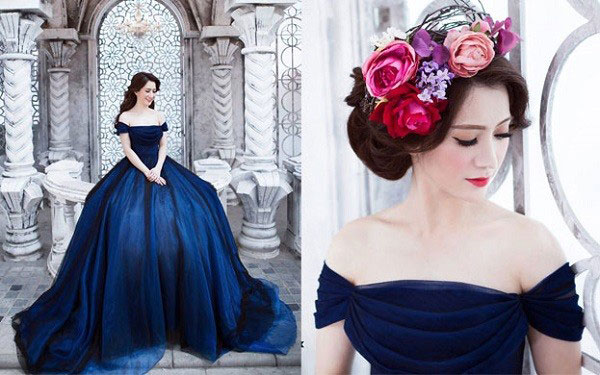 váy cưới xanh dương