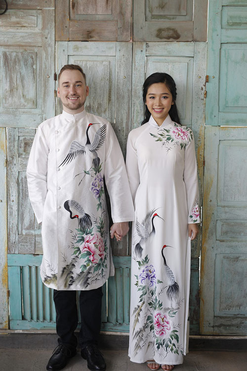 áo dài nam cách tân đám cưới